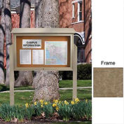 United Visual 52"W x 40"H Cork Top-Hinged Single Door Message Center with Weathered Wood Frame