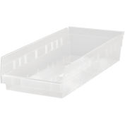 Quantum Plastic Shelf Bin, 6-5/8 x 17-7/8 x 4 Clear - Pkg Qty 20