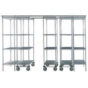 Nexel 5 Unit SPACE TRAC Storage Shelving, 12 Ft. Long, Chrome, 48x21x74