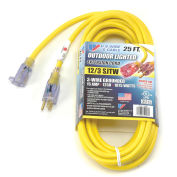 U.S. Wire 25 Ft. Power-On Illuminated Plug Temp-Flex-35 Cord, Yellow, 300V, SJTW-A 12/3