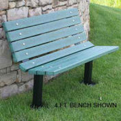 6' Contour Bench, Recycled Plastic, In Ground Mount, Green