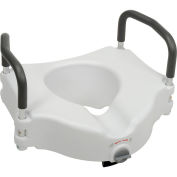 Drive Medical RTL12027RA Elevated Raised Toilet Seat with Removable Padded Arms, Standard Seat
