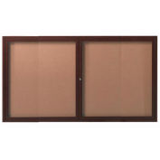 Aarco 2 Door Frame Wood Look, Walnut Enclosed Bulletin Board - 60"W x 36"H