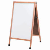 Aarco Solid Oak Wood A-Frame Sidewalk White Marker Board - 24"W x 42"H
