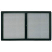 Aarco 2 Door Design Enclosed Bulletin Board Graphite - 60"W x 36"H