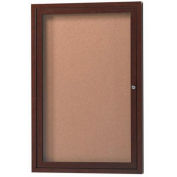 Aarco 1 Door Frame Wood Look, Walnut Enclosed Bulletin Board - 24"W x 36"H