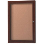 Aarco 1 Door Aluminum Frame Wood Look, Walnut Enclosed Bulletin Board - 18"W x 24"H