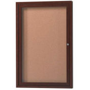 Aarco 1 Door Aluminum Frame Wood Look, Walnut Enclosed Bulletin Board - 36"W x 48"H