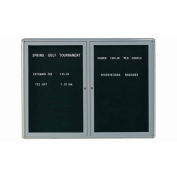 Aarco 2 Door Design Enclosed Letter Board Medium Grey - 48"W x 36"H