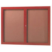 Aarco 2 Door Frame Wood Look, Cherry Enclosed Bulletin Board - 48"W x 36"H