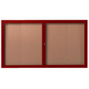 Aarco 2 Door Frame Wood Look, Cherry Enclosed Bulletin Board - 60"W x 36"H