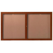 Aarco 2 Door Frame Wood Look, Oak Enclosed Bulletin Board - 60"W x 36"H