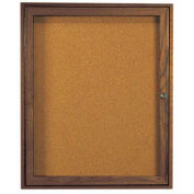 Aarco 1 Door Walnut Enclosed Bulletin Board - 30"W x 36"H