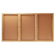 Aarco 3 Door Oak Enclosed Bulletin Board - 72"W x 36"H