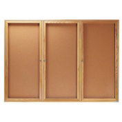 Aarco 3 Door Oak Enclosed Bulletin Board - 72"W x 48"H