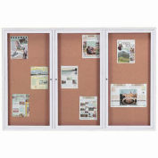 Aarco 3 Door Framed Illuminated Enclosed Bulletin Board - 72"W x 48"H