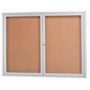 Aarco 2 Door Framed Enclosed Bulletin Board - 48"W x 36"H