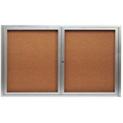 Aarco 2 Door Framed Enclosed Bulletin Board - 60"W x 36"H