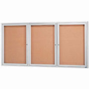 Aarco 3 Door Framed Illuminated Enclosed Bulletin Board - 96"W x 48"H