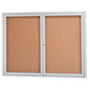 Aarco 2 Door Framed Enclosed Bulletin Board - 60"W x 48"H