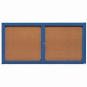 Aarco 2 Door Framed Enclosed Bulletin Board Blue Powder Coat - 72"W x 36"H
