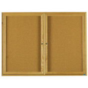 Aarco 2 Door Oak Enclosed Bulletin Board - 72"W x 48"H