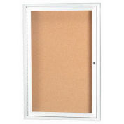 Aarco 1 Door Framed Illuminated Enclosed Bulletin Board White Pwdr. Coat - 18"W x 24"H