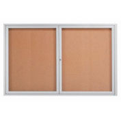 Aarco 2 Door Framed Enclosed Bulletin Board - 72"W x 48"H