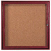 Aarco 1 Door Cherry Enclosed Bulletin Board - 36"W x 36"H