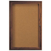 Aarco 1 Door Walnut Enclosed Bulletin Board - 36"W x 48"H