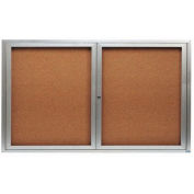 Aarco 2 Door Framed Illuminated Enclosed Bulletin Board - 60"W x 36"H
