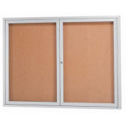 Aarco 2 Door Framed Illuminated Enclosed Bulletin Board - 60"W x 48"H