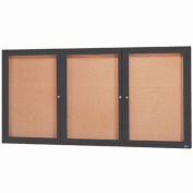 Aarco 3 Door Framed Enclosed Bulletin Board Bronzed Anod. - 96"W x 48"H