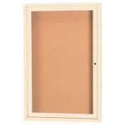Aarco 1 Door Framed Enclosed Bulletin Board Ivory Powder Coat - 18"W x 24"H
