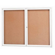 Aarco 2 Door Framed Enclosed Bulletin Board White Powder Coat - 60"W x 48"H