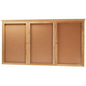 Aarco 3 Door Red Oak Bulletin Board w/ Crown Molding - 72"W x 36"H