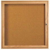 Aarco 1 Door Oak Enclosed Bulletin Board - 36"W x 36"H