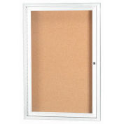 Aarco 1 Door Framed Enclosed Bulletin Board White Powder Coat - 18"W x 24"H