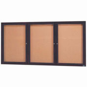 Aarco 3 Door Framed Enclosed Bulletin Board Bronzed Anod. - 72"W x 36"H