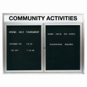 Aarco 2 Door Enclosed Letter Board Cabinet w/ Header, Illuminated - 48"W x 36"H