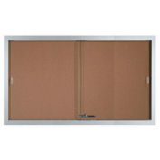 Aarco 2 Door Aluminum Framed Bulletin Boards w/ Sliding Door - 60"W x 36"H