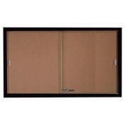 Aarco 2 Door Aluminum Framed Bulletin Boards w/ Sliding Door Black Pc - 60"W x 36"H