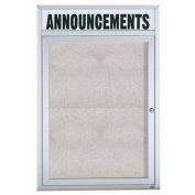 Aarco 1 Door Enclosed Aluminum Framed Bulletin Board w/ Header - 36"W x 48"H