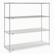 Nexel Wire Shelving, Poly-Z-Brite, 54"W x 14"D x 74"H
