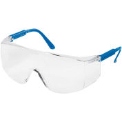 Tacoma Safety Glasses, TC120, Blue Temples, Clear Lens