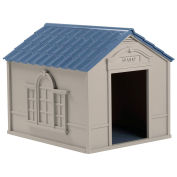 Suncast Large Dog House, Light Taupe With Blue Roof