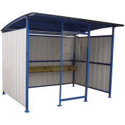 Vestil MDS-96-SM Steel Smokers Shelter With Clear Front Panel and Wooden Bench Rail, 120"x96"x91"