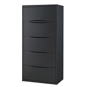 30"W Premium Lateral File Cabinet, 5 Drawer, Black