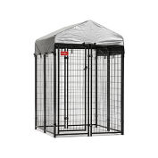 Lucky Dog 4' x 4' x 6' Uptown Dog Welded Wire Kennel With Cover, Wire Mesh w/Steel Frame, Black