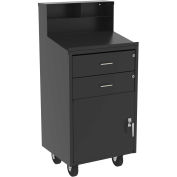 20"W x 20"D x 51"H Mobile Cabinet Shop Desk, 2 Drawers & Pigeonhole Riser, Smoke Gray